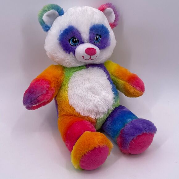 Build A Bear 16" Panda Bear BAB White with Rainbow Colors 2014 Embroidered Eyes - Picture 11 of 12